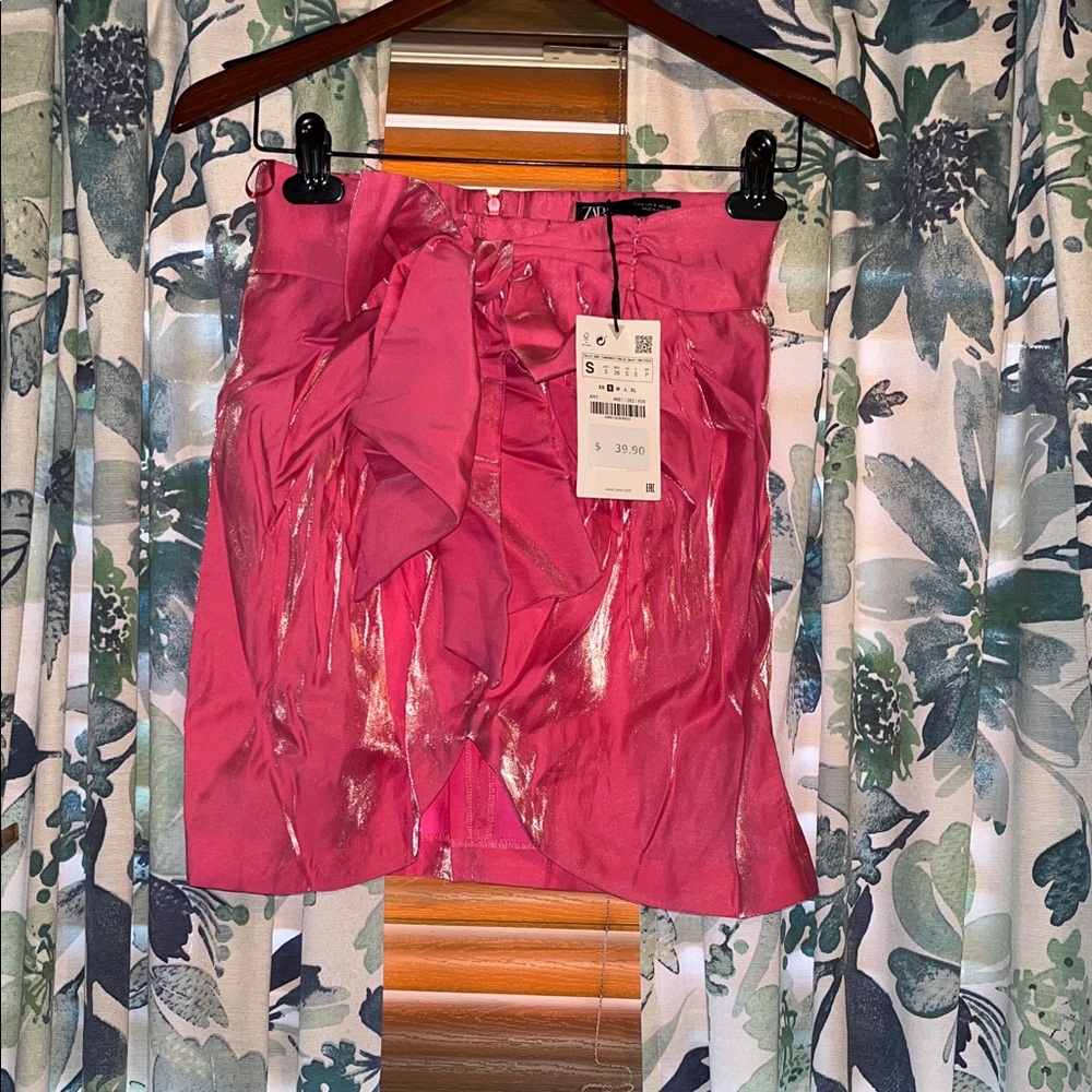 Zara Metallic Pink Mini Skirt